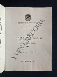 LES CONTES D'HOFFMANN-JULES BARBIER-JACQUES OFFENBACH-PROGRAMME THEATRE NATIONAL DE L'OPERA COMIQUE-DIMANCHE 16 OCTOBRE 1955