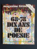 MAGAZINE LITTERAIRE-N°140-SEPTEMBRE 1978-68-78 DIX ANS DE POESIE. 