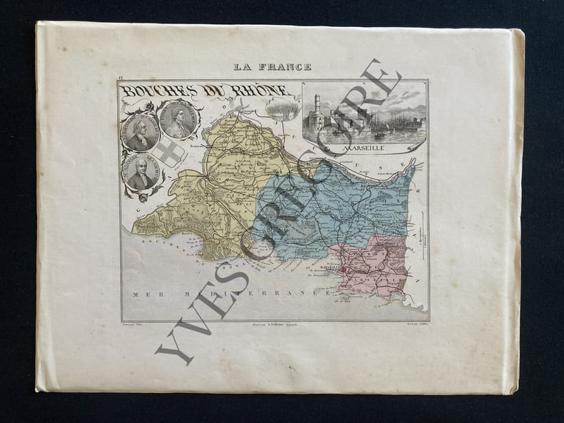 CARTE DU DEPARTEMENT DES BOUCHES DU RHONE. 