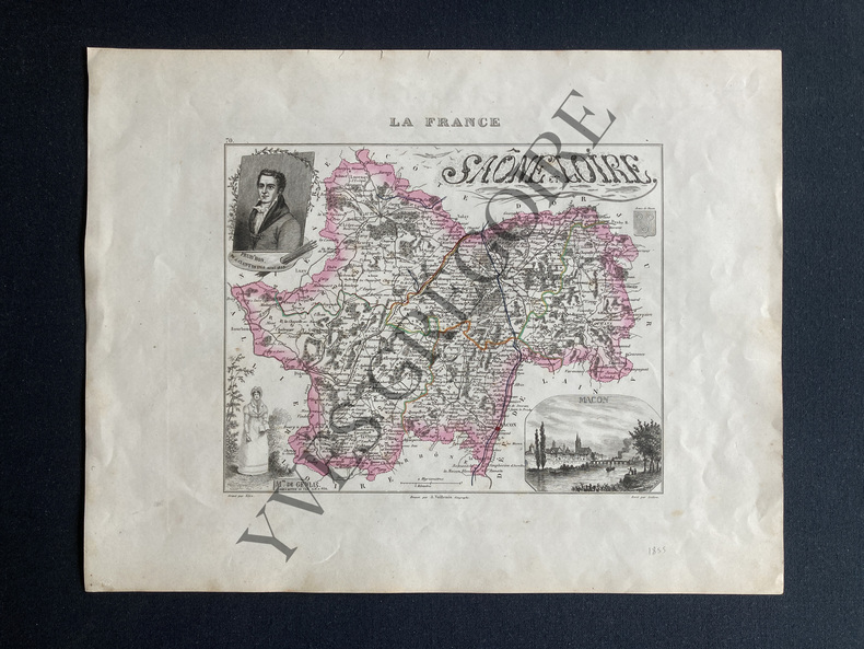 CARTE SAONE ET LOIRE. ALES-VUILLEMIN-ISIDORE