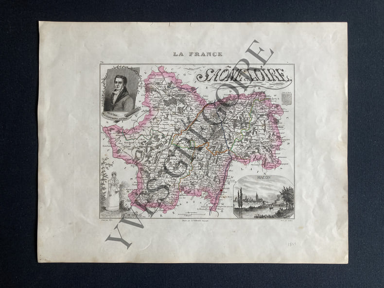 CARTE SAONE ET LOIRE. ALES-VUILLEMIN-ISIDORE