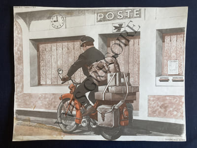 IMAGE SCOLAIRE-MDI-MARCHAND DE VETEMENTS AMBULANT (SERIE IM2 TABLEAU N°17B)-FACTEUR A VELOMOTEUR (SERIE IM2 TABLEAU N°18B)