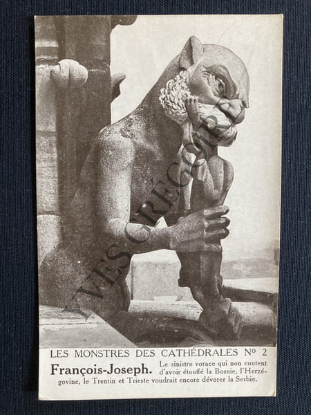 FRANCOIS JOSEPH-CARTE POSTALE SATIRIQUE-LES MONSTRES DES CATHEDRALES N&deg;2. 