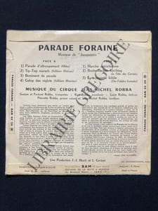 45 TOURS-PARADE FORAINE-MUSIQUE DU CIRQUE JEAN-MICHEL ROBBA