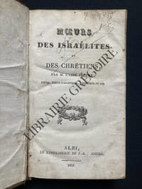 MOEURS DES ISRAELITES ET DES CHRETIENS