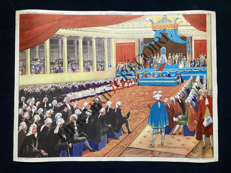 AFFICHE SCOLAIRE-TABLEAUX D'HISTOIRE-48-LES PARISIENS PRENNENT LA BASTILLE-47-LA REVOLUTION COMMENCE	. 
