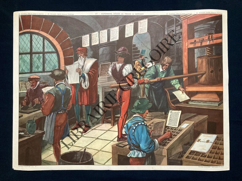 AFFICHE SCOLAIRE-TABLEAUX D'HISTOIRE-25-GUTENBERG UTILISE LA PRESSE A IMPRIMER-26-CHRISTOPHE COLOMB DECOUVRE L'AMERIQUE	. 