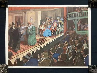 AFFICHE SCOLAIRE-TABLEAUX D'HISTOIRE-39-COLBERT LE GRAND MINISTRE DE LOUIS XIV-40-MOLIERE JOUE UNE DE SES COMEDIES
