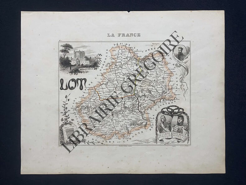 CARTE DU DEPARTEMENT DU LOT-46. DYONNET (GRAVE PAR)-VUILLEMIN (DRESSE PAR)