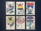 LE BOUQUET DES ALLIES-6 CARTES GRAVEES SUR BOIS. ROBERT BONFILS