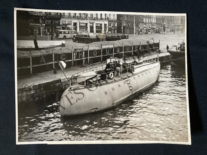 PHOTOGRAPHIE DU YACHT LE COMMANDEUR QUAI BOIELDIEU A ROUEN EN 1929. 