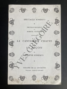 LA CANTATRICE CHAUVE ET LA LECON DE EUGENE IONESCO PROGRAMME THEATRE DE LA HUCHETTE