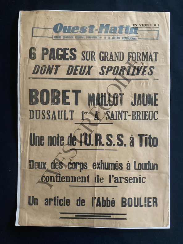 AFFICHE DE KIOSQUE OUEST-MATIN. 