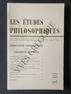 LES ETUDES PHILOSOPHIQUES-JANVIER-MARS-1995-Signification, phénoménologie et philosophie analytique. undefined