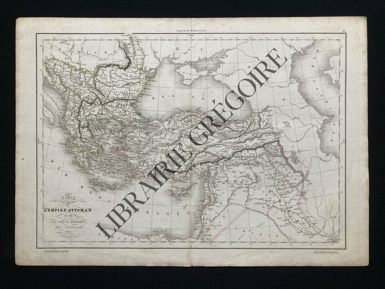 CARTE DE L'EMPIRE OTTOMAN ET DE LA GRECE MODERNE PAR DELAMARCHE 1837. 