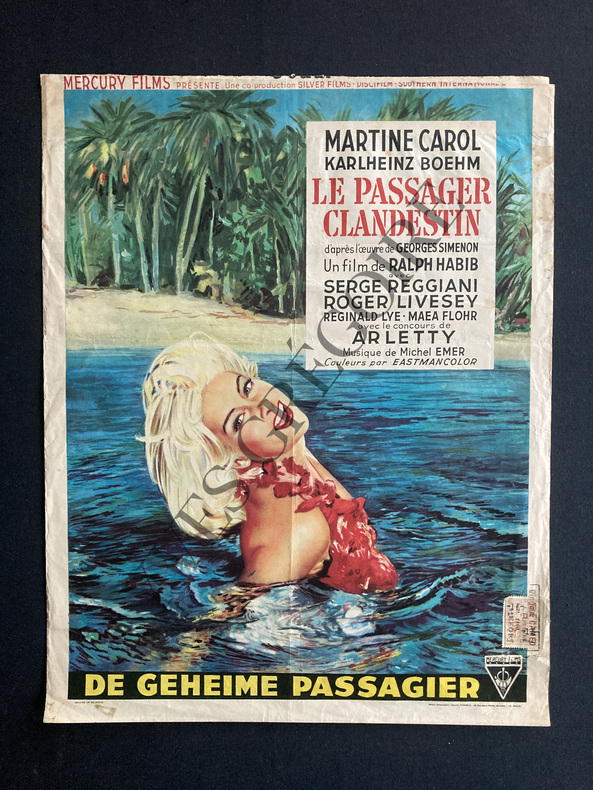 LE PASSAGER CLANDESTIN (THE STOWAWAY)-FILM DE RALPH HABIB ET LEE ROBINSON-1958-AFFICHE BELGE. 