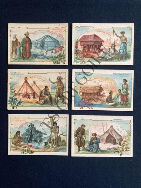 12 IMAGES PUBLICITAIRES PHOSCAO-LES HABITATIONS PRIMITIVES. 