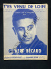 GILBERT BECAUD-T'ES VENU DE LOIN-PARTITION MUSICALE. LOUIS AMADE ET GILBERT BECAUD