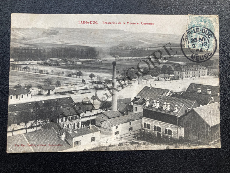 BRASSERIE DE LA MEUSE ET CASERNES-BAR LE DUC-CARTE POSTALE. 