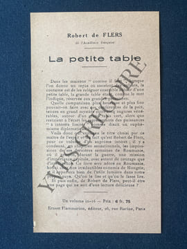 LA PETITE TABLE. ROBERT DE FLERS