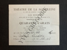 QUARANTE CARATS-PROGRAMME THEATRE DE LA MADELEINE. 