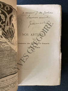 NOS ARTISTES-ANNUAIRE DES THEATRES ET CONCERTS 1901-1902