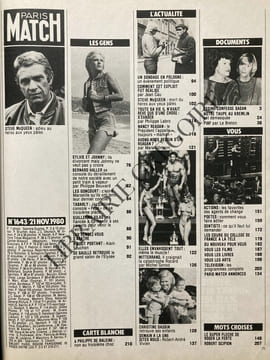 PARIS MATCH-N°1643-21 NOVEMBRE 1980-STEVE MCQUEEN. undefined