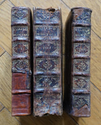 Essais
Série en 3 tomes complètes des 3 tomes , Lyon: Andre Olyer, 1669. Volume 1 + 2 + 3 in-12
Tome 1 Pages de titre suivi de la Préface 36 pages suivie du Livre premier 456 pages suivi de la table des matièes 22 pages
Tome 2 Pages de titre suivis du Livre second 677 pages suivi de la table des matièes 35 pages
Tome 3 Pages de titre suivis du Livre Troisième 487 pages suivi de la table des matièes 23 pages
