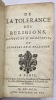 De la tolérance des religions. Lettres de M. de Leibnitz et réponses de M. Pellisson.. LEIBNITZ. Gottfried Wilhelm.