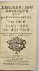 Dissertation critique sur le Paradis perdu, poëme héroïque de Milton.. CONSTANTIN DE MAGNY. Claude-François.