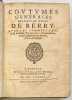 Coutumes générales des pays et duché de Berry.... THAUMAS de la THAUMASSIERE. Gaspard. 