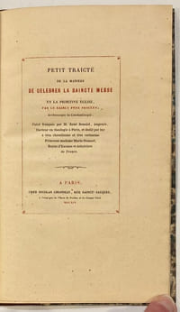 Petit traité de la manière de célébrer la sainte messe en la primitive Eglise par le saint père Proclus, Archevêque de Constantinople...
