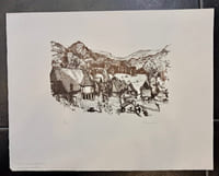 Paysage du Cantal: la ferme de Laprade.