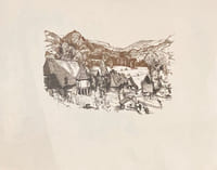 Paysage du Cantal: la ferme de Laprade.