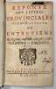 R&eacute;ponse aux Lettres Provinciales de L. de Montalte, ou entretiens de Cl&eacute;andre et d'Eudoxe. . (DANIEL. P&egrave;re Gabriel). 