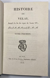 Histoire du Velay jusqu’à la fin du règne de Louis XV.