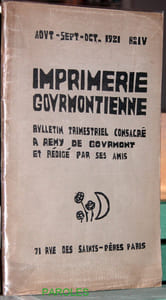 Imprimerie gourmontienne - Bulletin trimestriel consacré à Remy de Gourmont et rédigé par ses amis - N°4.