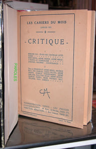 Les Cahiers du Mois - 8 - Critique. 