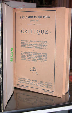Les Cahiers du Mois - 8 - Critique. . [COLLECTIF] / BERGE (François), BERGE (André), sous la direction de