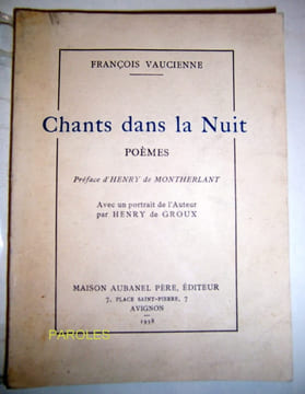Chants dans la nuit - Poèmes.. VAUCIENNE (François)