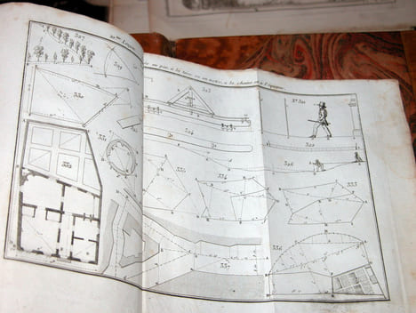 L'Art de lever les plans, arpentage, nivellement et lavis des plans, enseigné en 20 leçons, sans le secours des mathématiques.. THIOLLET (François)
