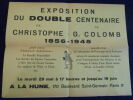 "Invitation Exposition du Double Centenaire de Christophe et G. Colomb". 