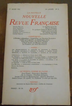La Nouvelle Nouvelle Revue Française 1ère année N° 3 - 1er Mars 1953. COLLECTIF
