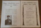 "La Maison Andrieu Frères a l'honneur de vous présenter ses modèles soignés en Clarinettes-Flutes et Hautbois". 