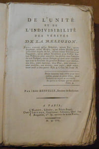 De l'Unité et de l'Indivisibilité des Vérités de la Religion