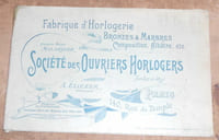 Société des Ouvriers Horlogers-Fabrique d'Horlogerie Bronzes & Marbres Composition Albâtre etc...