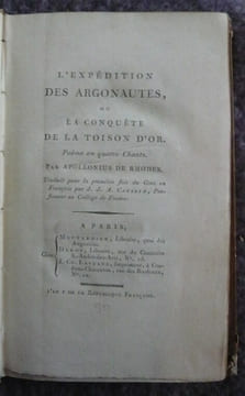 L'expédition des Argonautes ou la conquête de la Toison d'Or. Apollonius de Rhodes