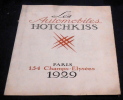 Catalogue Publicitaire Les  Automobiles Hotchkiss 1929. Jean Jacquelin