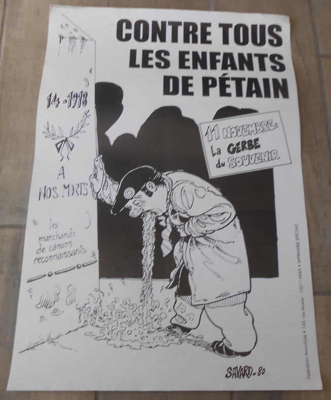 Affiche Contre Tous Les Enfants de P&eacute;tain . Savard
