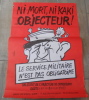 Affiche Cabu – Ni Mort, Ni Kaki …Objecteur. Cabu